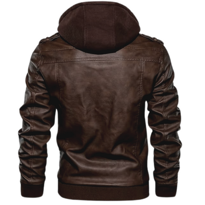 Chaqueta Motera Rust con Capucha – Cuero Sintético Premium Negra Estilo Biker 🔥 Envío Gratis
