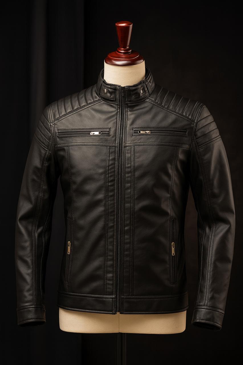 Chaqueta Hombre Cuero Sintético Clásica Negra – Estilo Biker Premium Tallas S al XI 🔥 Envío Gratis