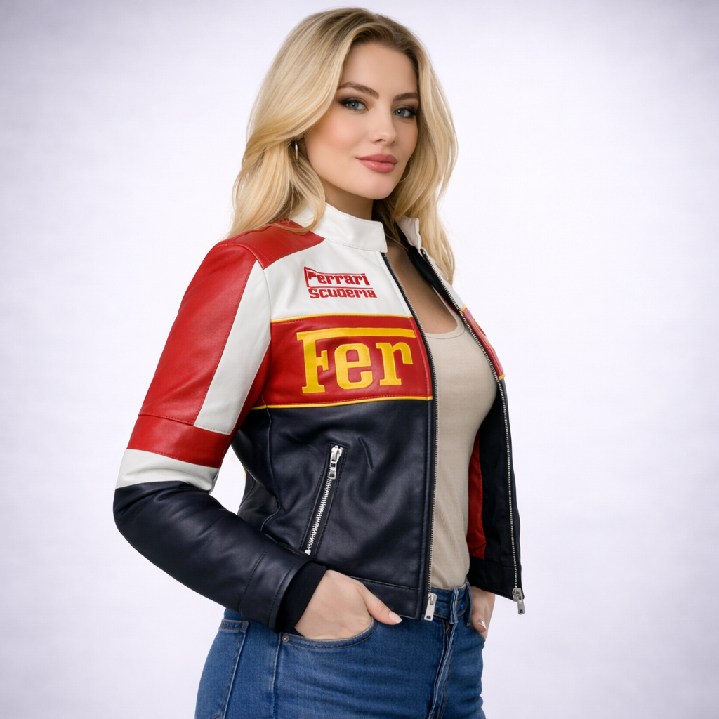 🏎️ VELOCIDAD Y GLAMOUR: CHAQUETA DE MUJER MOTERA FERRARI EDITION 🏎️