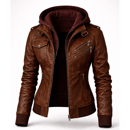 👑 Chaqueta Rust Motera: LaArmadura  de Estilo para la Mujer Imparable 🏍️✨