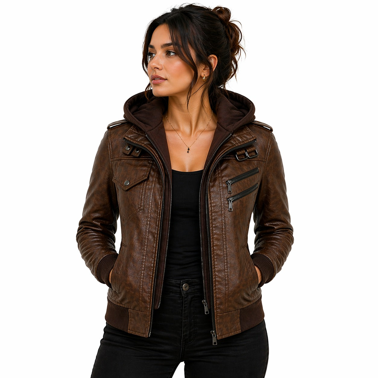 👑 Chaqueta Rust Motera: LaArmadura  de Estilo para la Mujer Imparable 🏍️✨